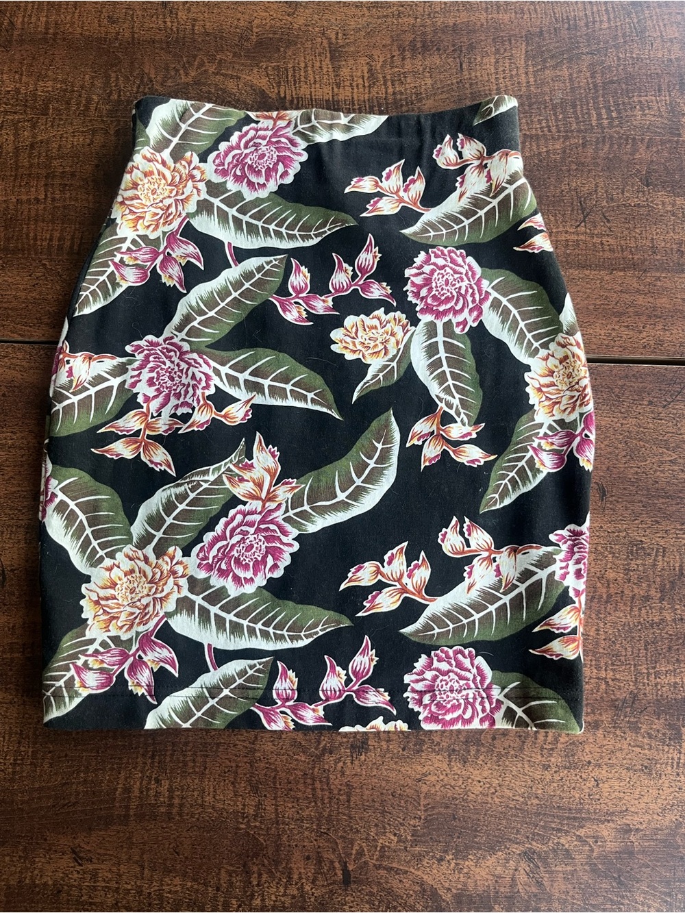 Vintage 90s Tropical Floral Mini Skirt Large Fits Like XS Y2K Stretch